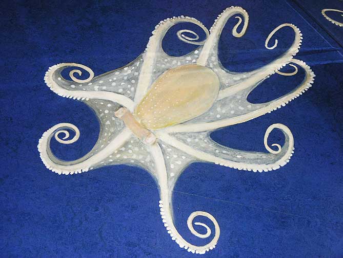 Painting by Bill Myrick: Octopus painted on a floor